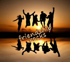 Group Jump Shot Friendship Rocks Wallpaper