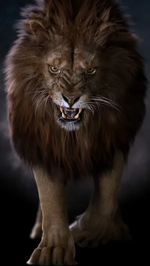 Growling Lion Phone Wallpaper