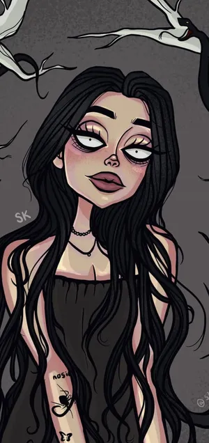 Grunge Cartoon Long Hair Small Pupils Wallpaper