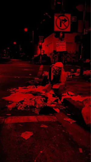 Grunge Sidewalk Black And Red Aesthetic Wallpaper