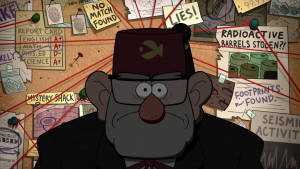 Grunkle Stan In Investigation Room Wallpaper