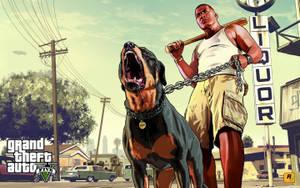 Gta 5 Franklin With Dog Wallpaper