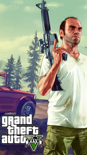 Gta 5 Phone Trevor Philips In Forest Wallpaper