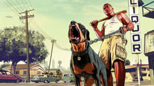 Gta Online With A Terrifying Rottweiler Wallpaper