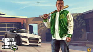 Gta Online With Man Holding Bat Wallpaper