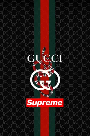 Gucci Supreme Logo On A Black Background Wallpaper