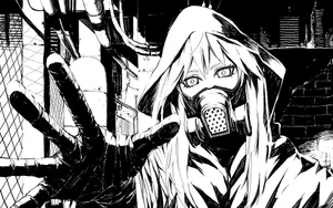 Gumi In Mask In Black And White Anime Pfp Wallpaper