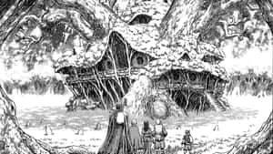 Guts, The Black Swordsman, Flanked By His Fellow Companions As Featured In Kentaro Miura's Berserk Manga. Wallpaper