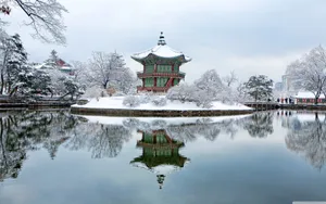 Gyeongbokgung Palace Pavilion During Winter Wallpaper