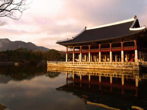 Gyeongbokgung Palace With Body Of Water Wallpaper