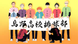 Haikyuu Teams Holding A Banner Wallpaper