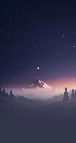 Half Moon Over Mountain Iphone Se Wallpaper