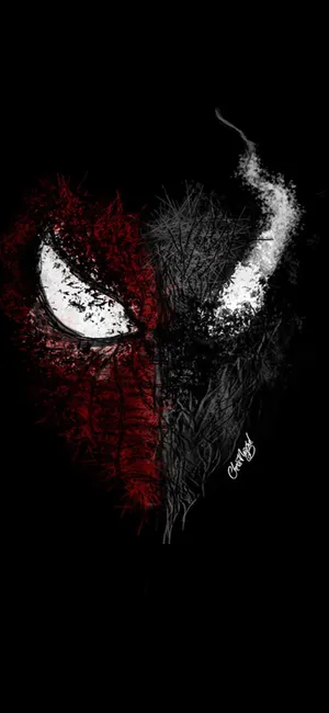 Half Venom And Spiderman Abstract Wallpaper