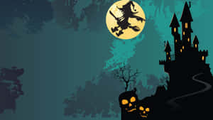 Halloween Witch Blue Night Sky Wallpaper