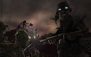 Halloween Zombie Fighter Wallpaper