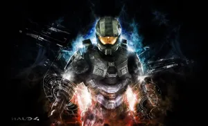 Halo Master Chief Neon Light Wallpaper