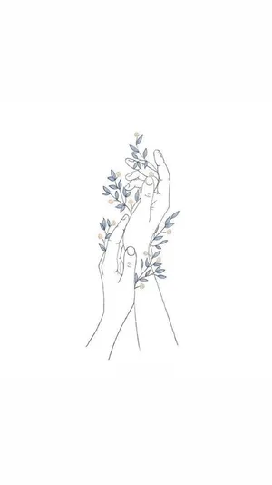Hand With Flowers Aesthetic Sketches Wallpaper