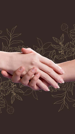 Handshake With Flower Illustrations Wallpaper