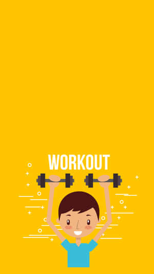 Handsome Boy Cartoon Lifting Weights Wallpaper