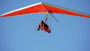 Hang Gliding Orange Sailcloth Blue Skies Wallpaper