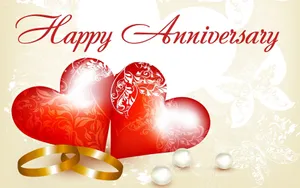 Happy Anniversary Red Hearts Wallpaper