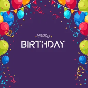 Happy Birthday Balloon Confetti Border Wallpaper