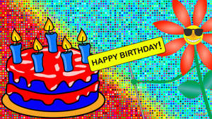 Happy Birthday Cartoon Cake Wallpaper