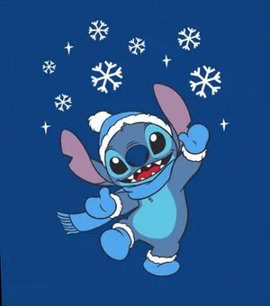 Happy Christmas Stitch In Dark Blue Wallpaper