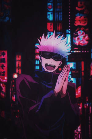 Happy Gojo Satoru Jujutsu Kaisen Iphone Wallpaper