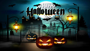 Happy Halloween Gate Pumpkins Wallpaper