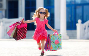 Happy Kid Shopping Wallpaper