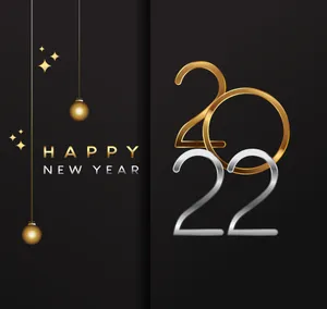 Happy New Year 2022 Black And Gold Wallpaper