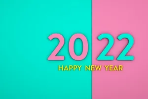 Happy New Year 2022 Pink Teal Art Wallpaper