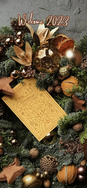 Happy New Year 2023 Christmas Ornaments And Card Wallpaper