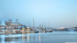 Harbor In Stockholm During Winter Wallpaper