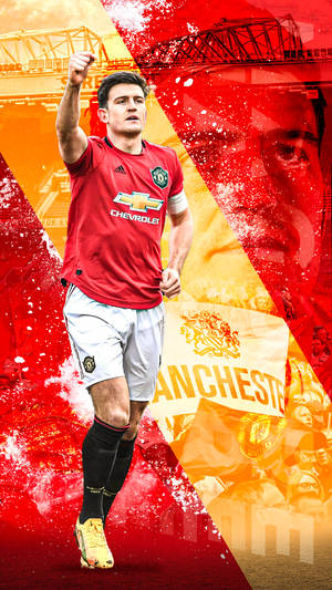 Harry Maguire With A Red And Yellow Backdrop Wallpaper