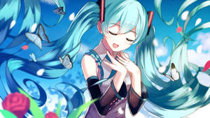 Hatsune Miku Singing Her Heart Out Wallpaper