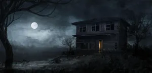 Haunted House With Bright Moon Wallpaper