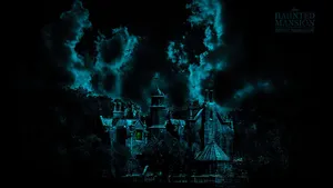 Haunted Mansion Under Black Sky Wallpaper
