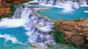 Havasu Creek Arizona Waterfall Desktop Wallpaper