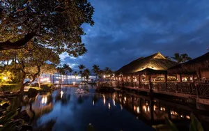 Hawaii Beach Night Lights Wallpaper