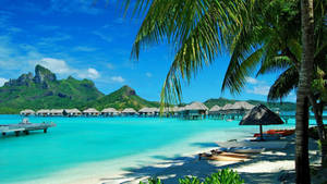 Hawaiian Beach Floating Cottages Wallpaper