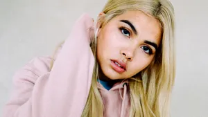 Hayley Kiyoko Pink Hoodie Wallpaper
