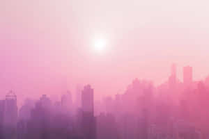 Hazy Pink City Art Wallpaper