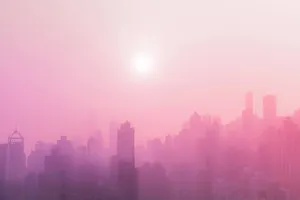 Hazy Pink City Art Wallpaper
