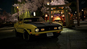 Hd Car In Cherry Blossom Temple Wallpaper