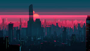 Hd Design Art Of City Sunset Wallpaper