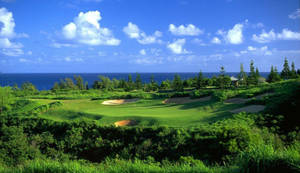 Hd Golf Desktop Green Slopes Blue Skies Wallpaper