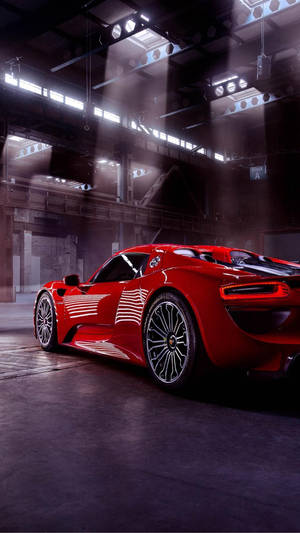 Hd Red Car With Spotlight Wallpaper