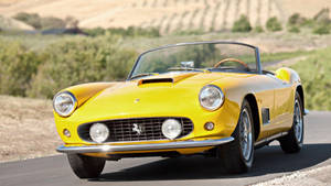 Hd Yellow Ferrari Car On Road Wallpaper